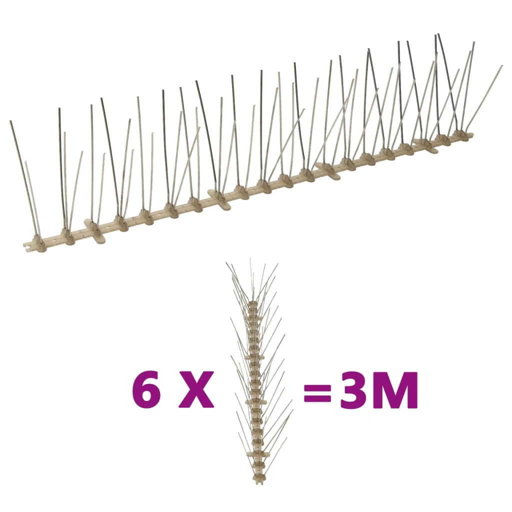 vidaXL 6-tlg. Vogelabwehr-Spikes-Set 3 m Kunststoff 5-reihig