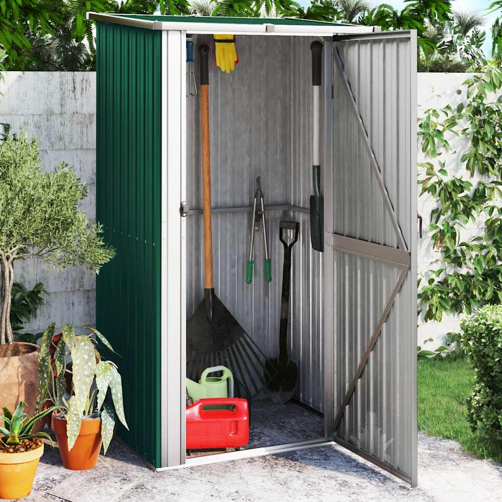 vidaXL Gartenhaus Grün 118,5x97x209,5 cm Verzinkter Stahl