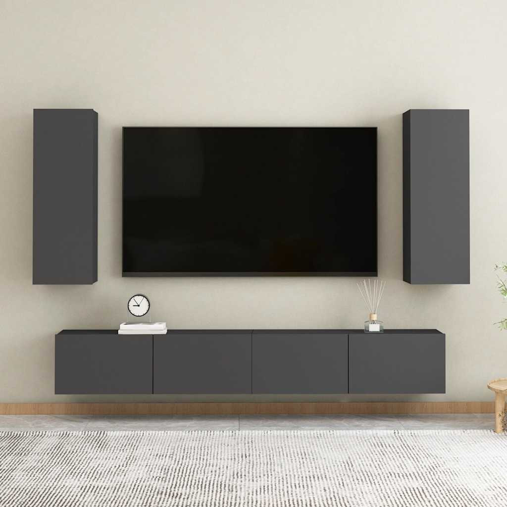 vidaXL TV-Schränke 2 Stk. Hochglanz-Grau 30,5x30x60 cm Holzwerkstoff