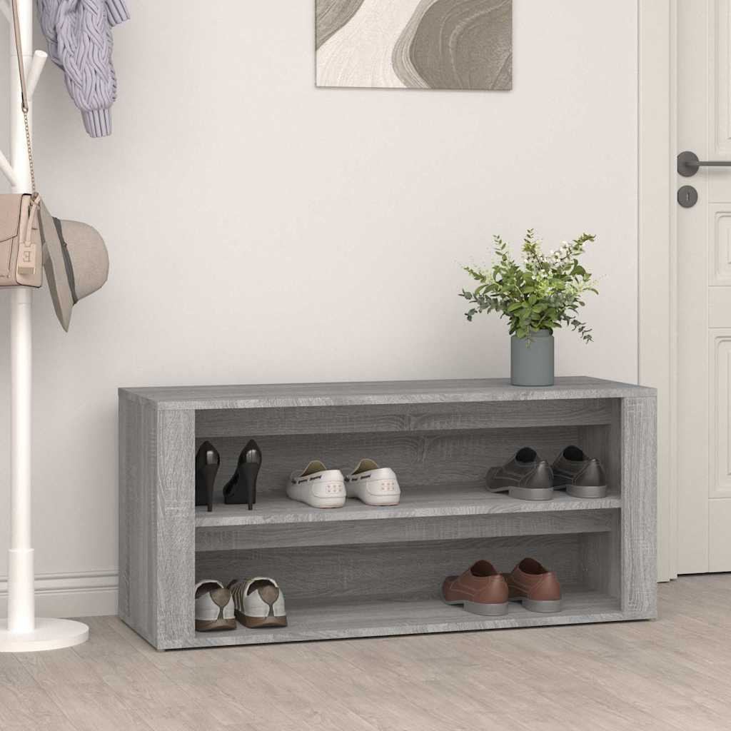 vidaXL Schuhregal Betongrau 100x35x45 cm Holzwerkstoff