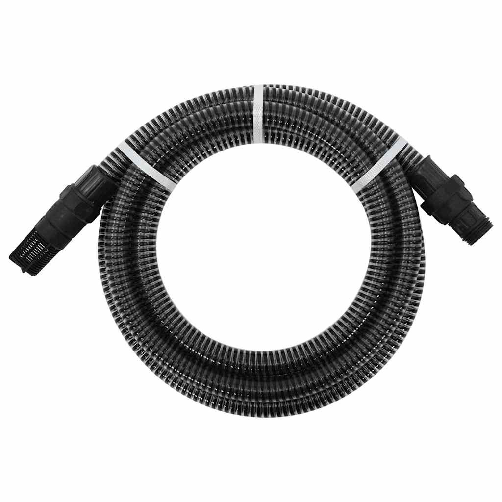 vidaXL Saugschlauch mit PVC-Anschlüssen Schwarz 1" 7 m PVC