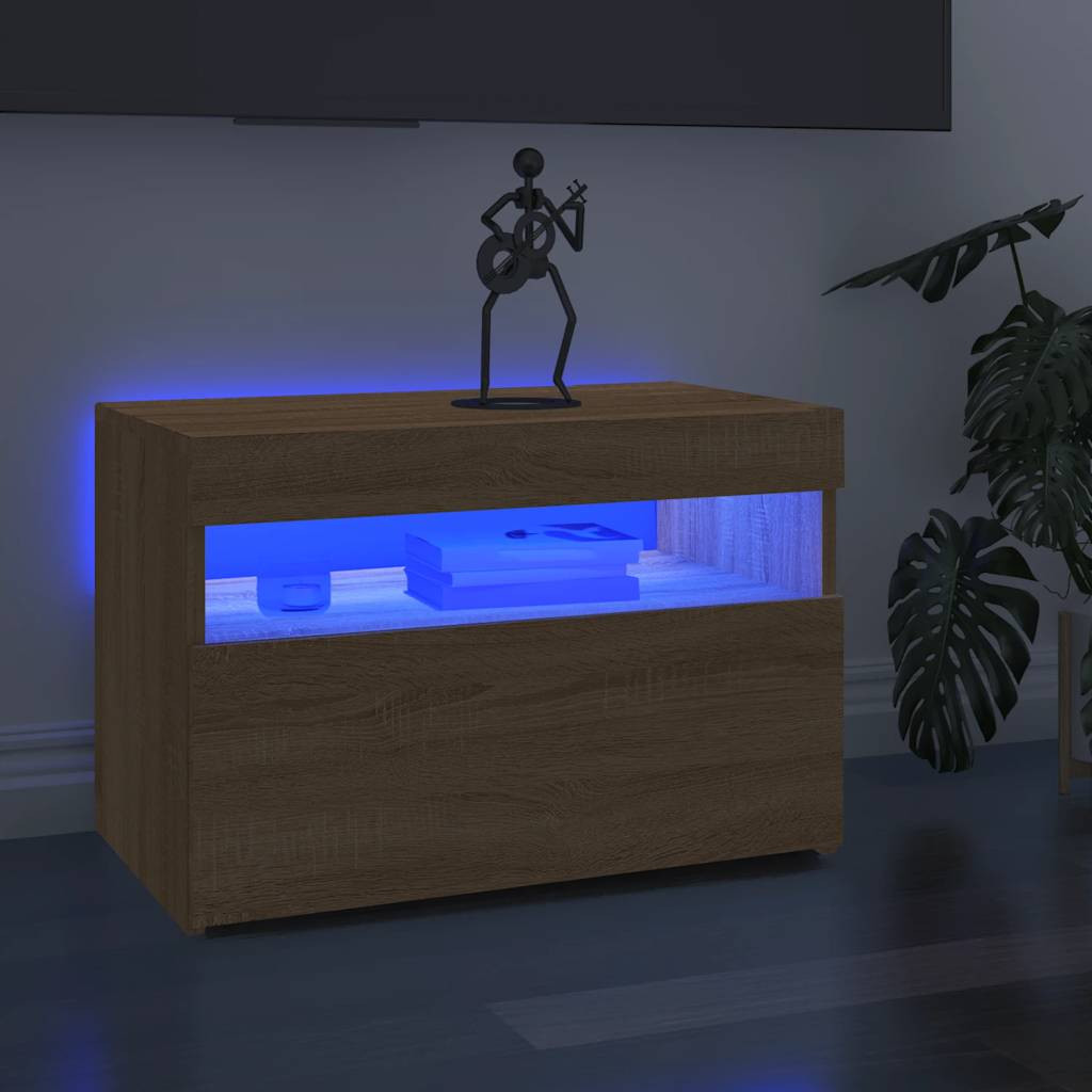 vidaXL TV-Schrank mit LED-Leuchten Sonoma-Eiche 60x35x40 cm