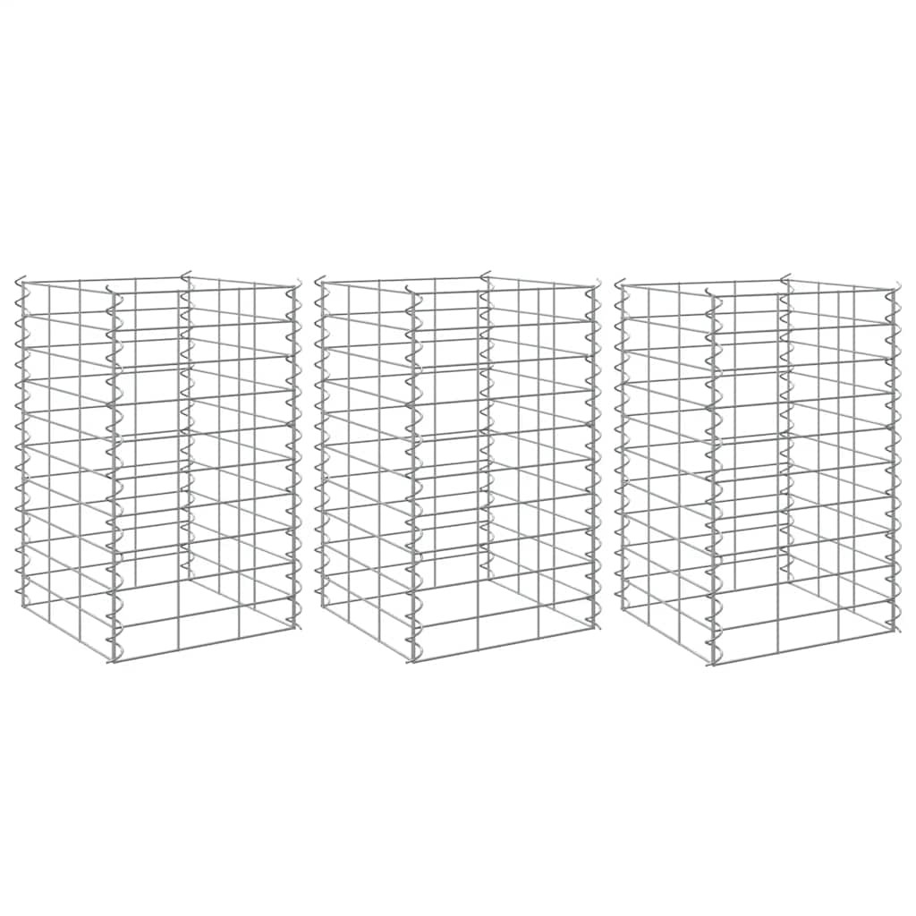 vidaXL Gabionen-Hochbeete 3 Stk. 30x30x50 cm Eisen