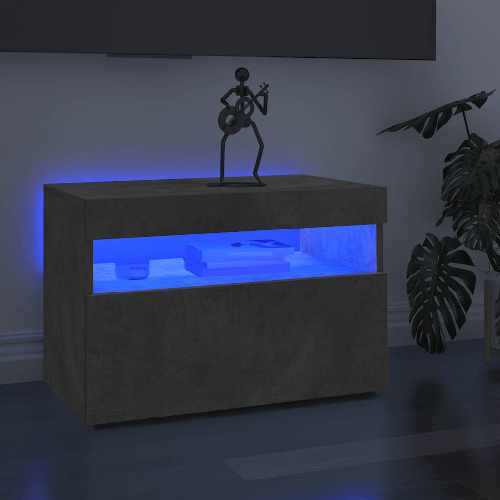 vidaXL TV-Schrank mit LED-Leuchten Betongrau 60x35x40 cm