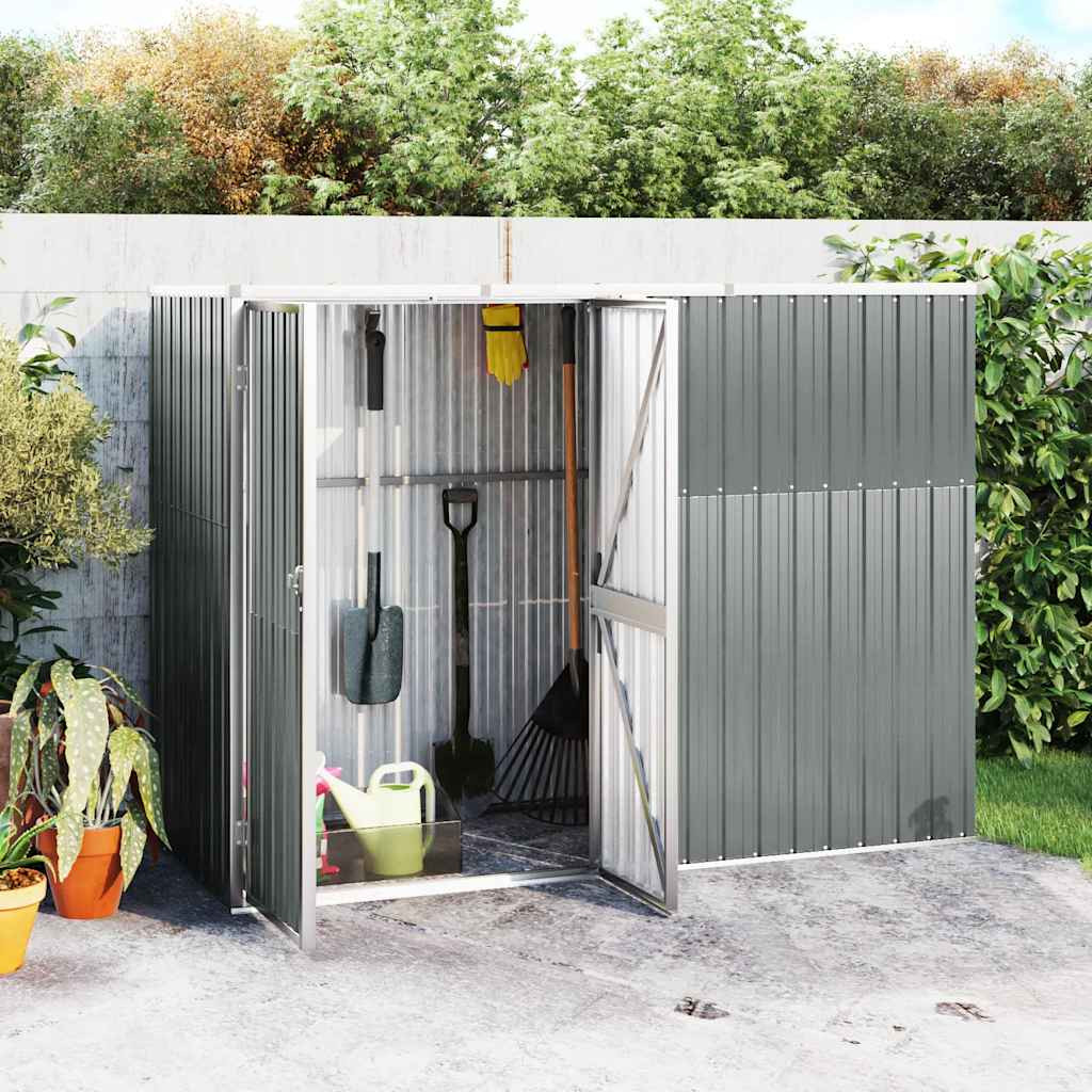 vidaXL Gerätehaus Grau 225x89x161 cm Verzinkter Stahl