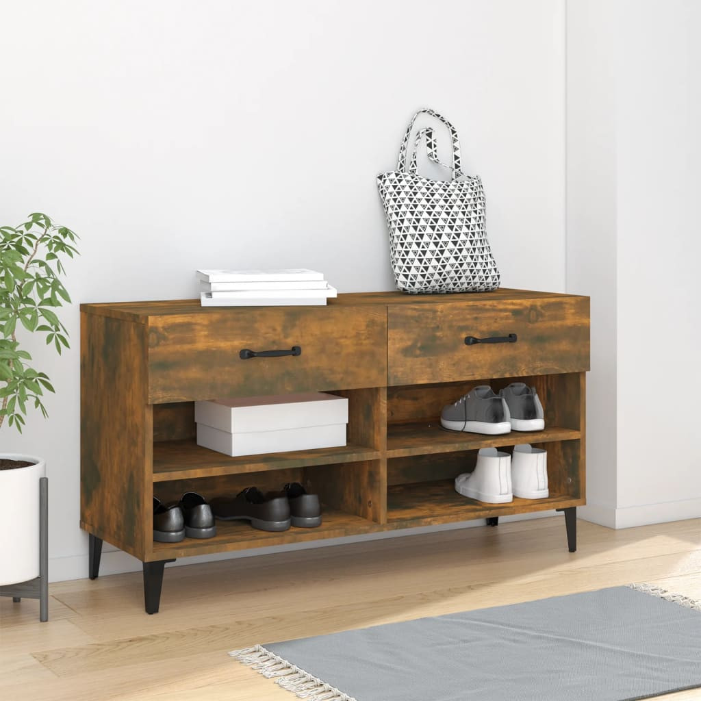 vidaXL Schuhschrank Räuchereiche 102x35x55 cm Holzwerkstoff
