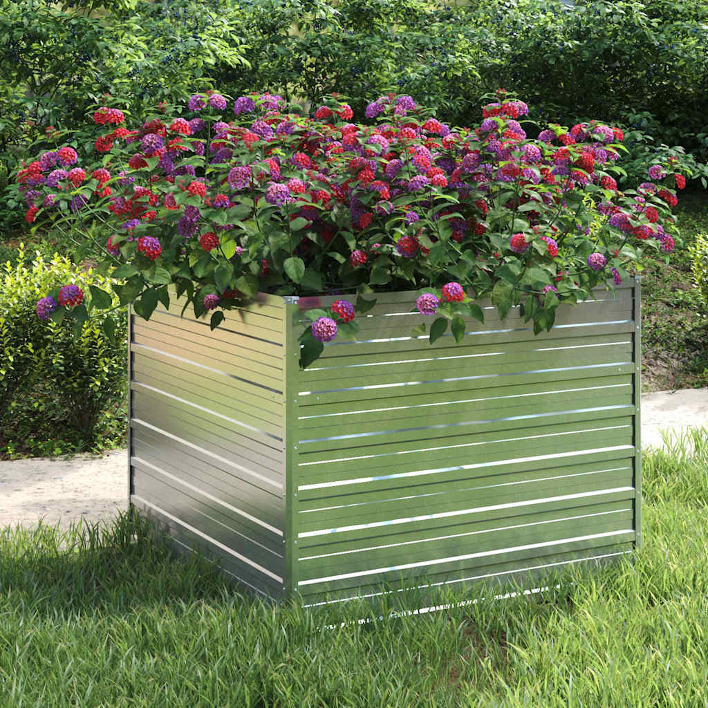 vidaXL Garten-Hochbeet 100x100x77 cm Verzinkter Stahl Silber