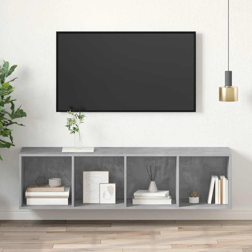 vidaXL TV-Wandschrank Betongrau 37x37x142,5 cm Holzwerkstoff