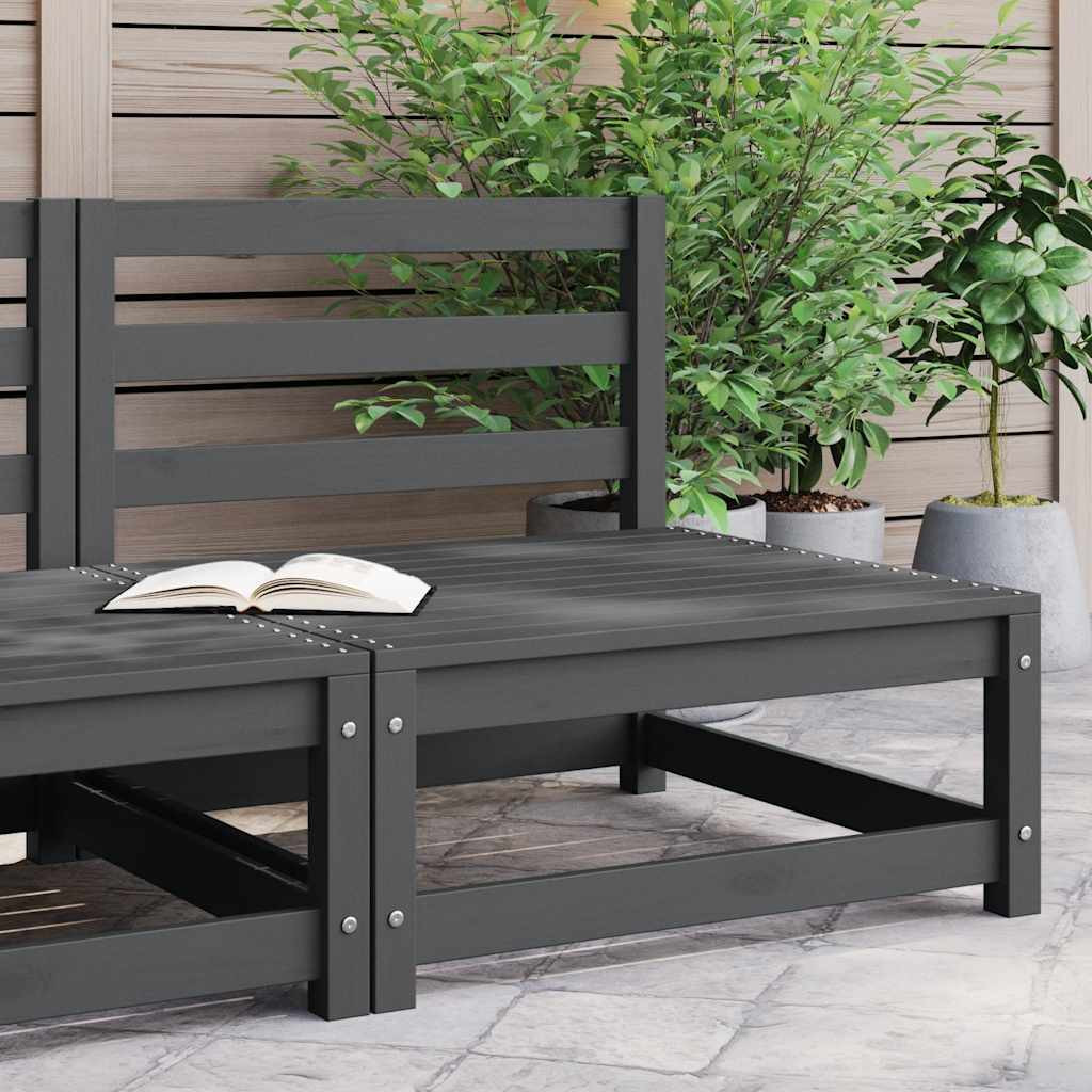 vidaXL Garten-Mittelsofa Grau Massivholz Kiefer