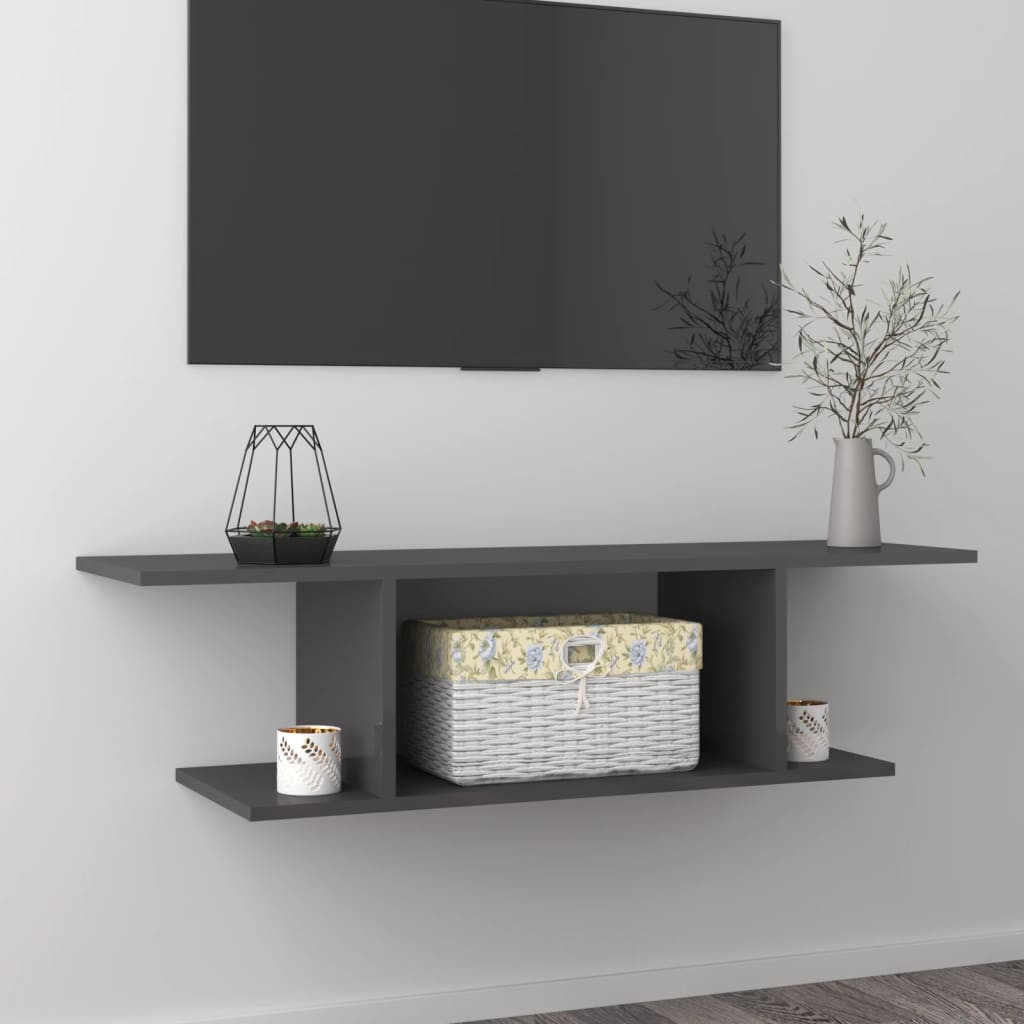 vidaXL TV-Wandschrank Hochglanz-Grau 103x30x26,5 cm