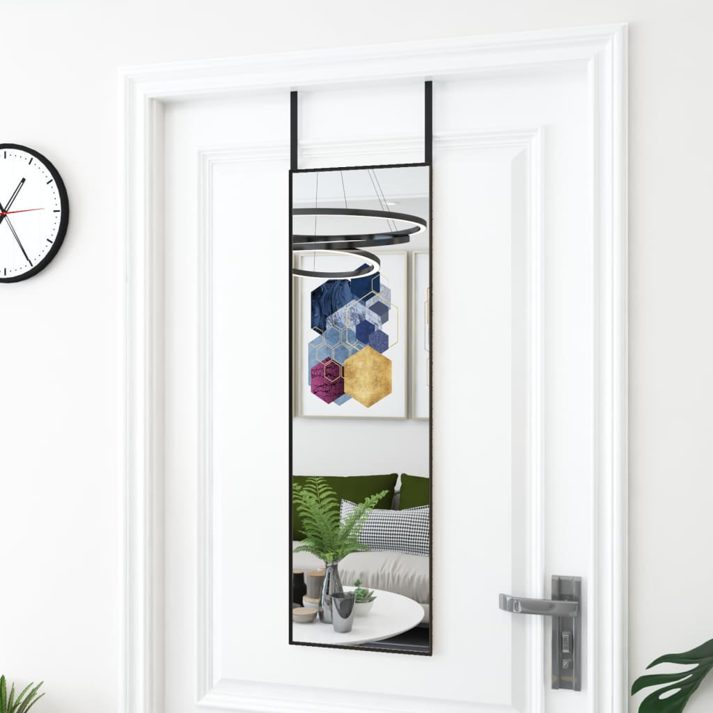 vidaXL Türspiegel Schwarz 30x100 cm Glas und Aluminium