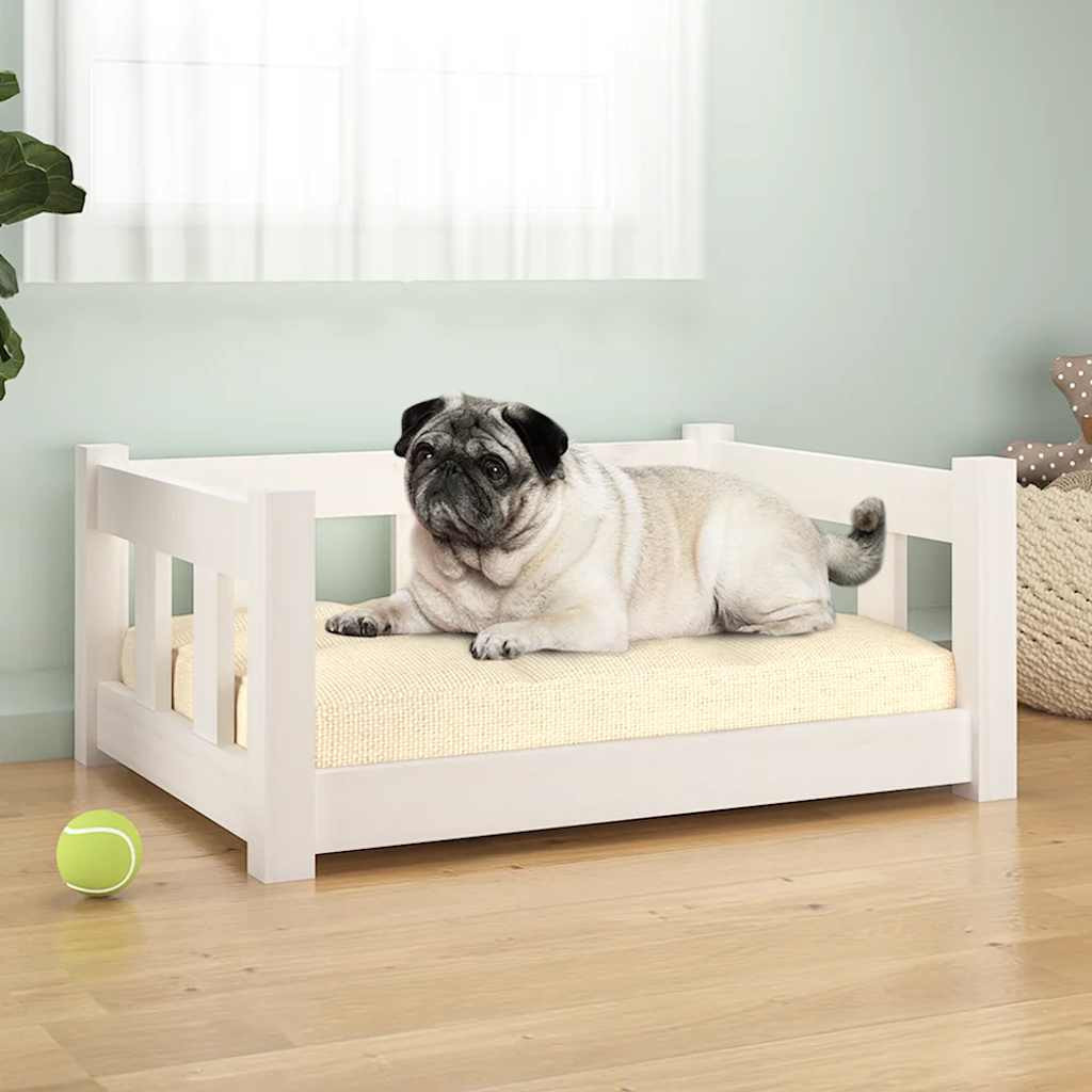 vidaXL Hundebett Weiß 65,5x50,5x28 cm Massivholz Kiefer