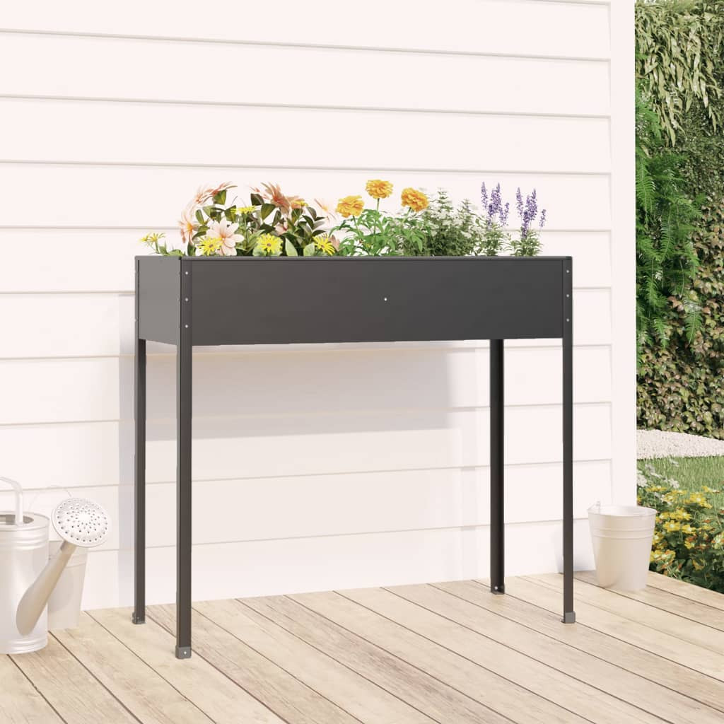 vidaXL Pflanzkübel Anthrazit 100,5x40,5x90 cm Verzinkter Stahl