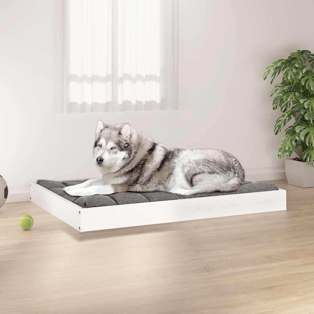vidaXL Hundebett Weiß 101,5x74x9 cm Massivholz Kiefer