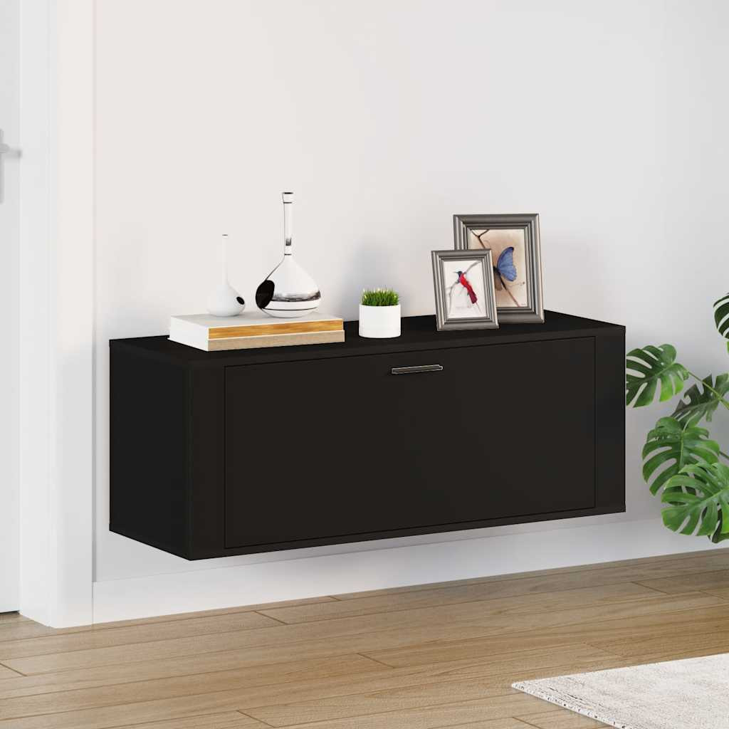 vidaXL Wand-Schuhschrank Schwarz 100x35x38 cm Holzwerkstoff