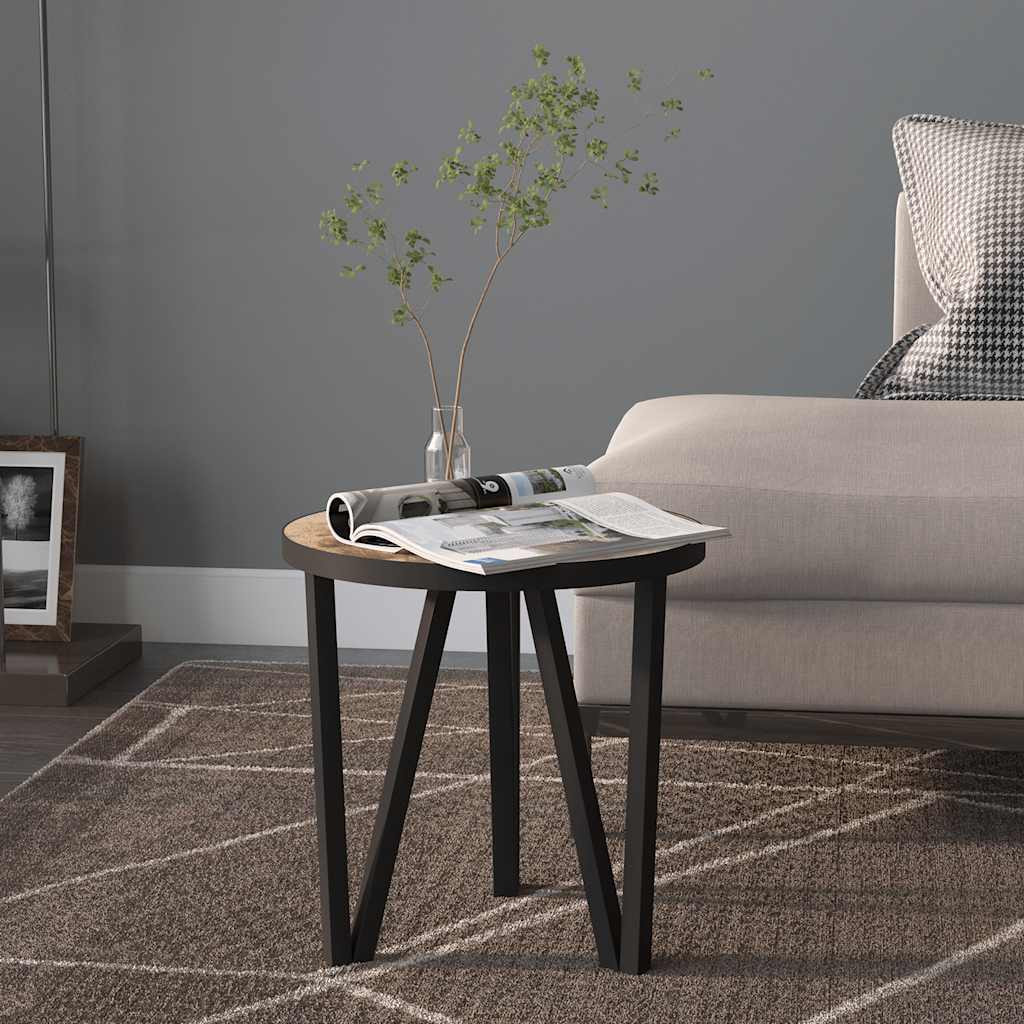 vidaXL Beistelltisch Schwarz und Gelb Ø35 cm MDF