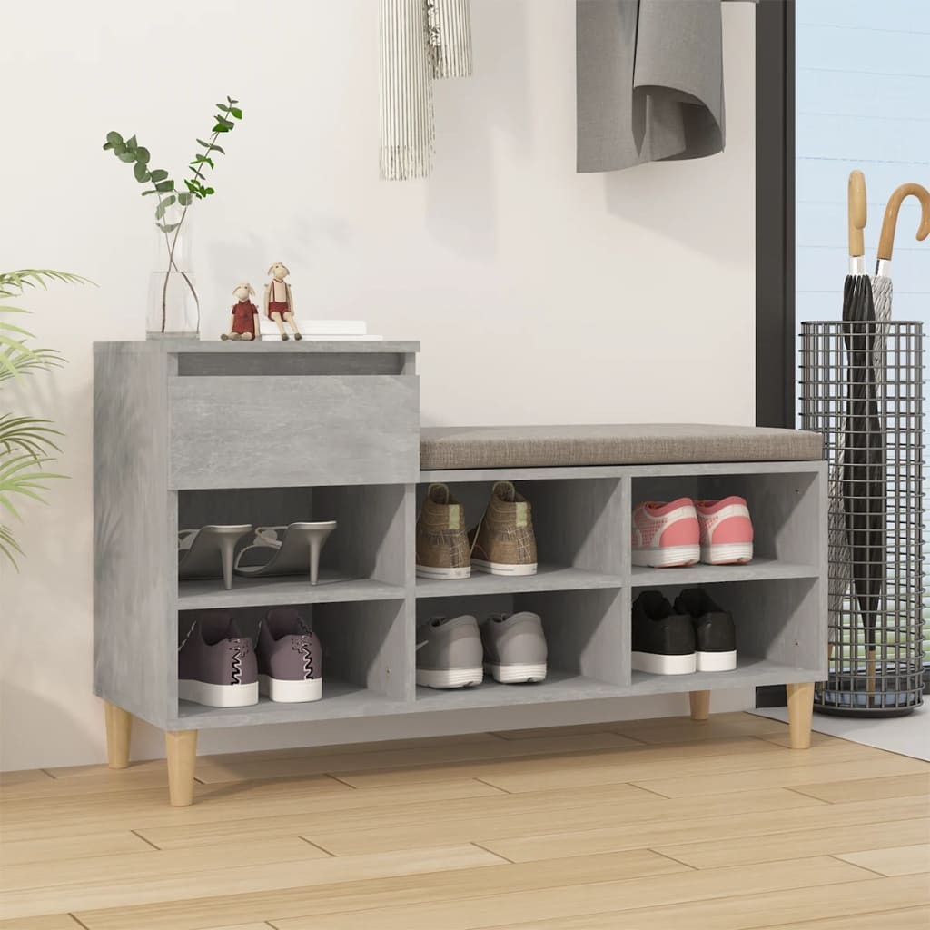 vidaXL Schuhregal Betongrau 102x36x60 cm Holzwerkstoff