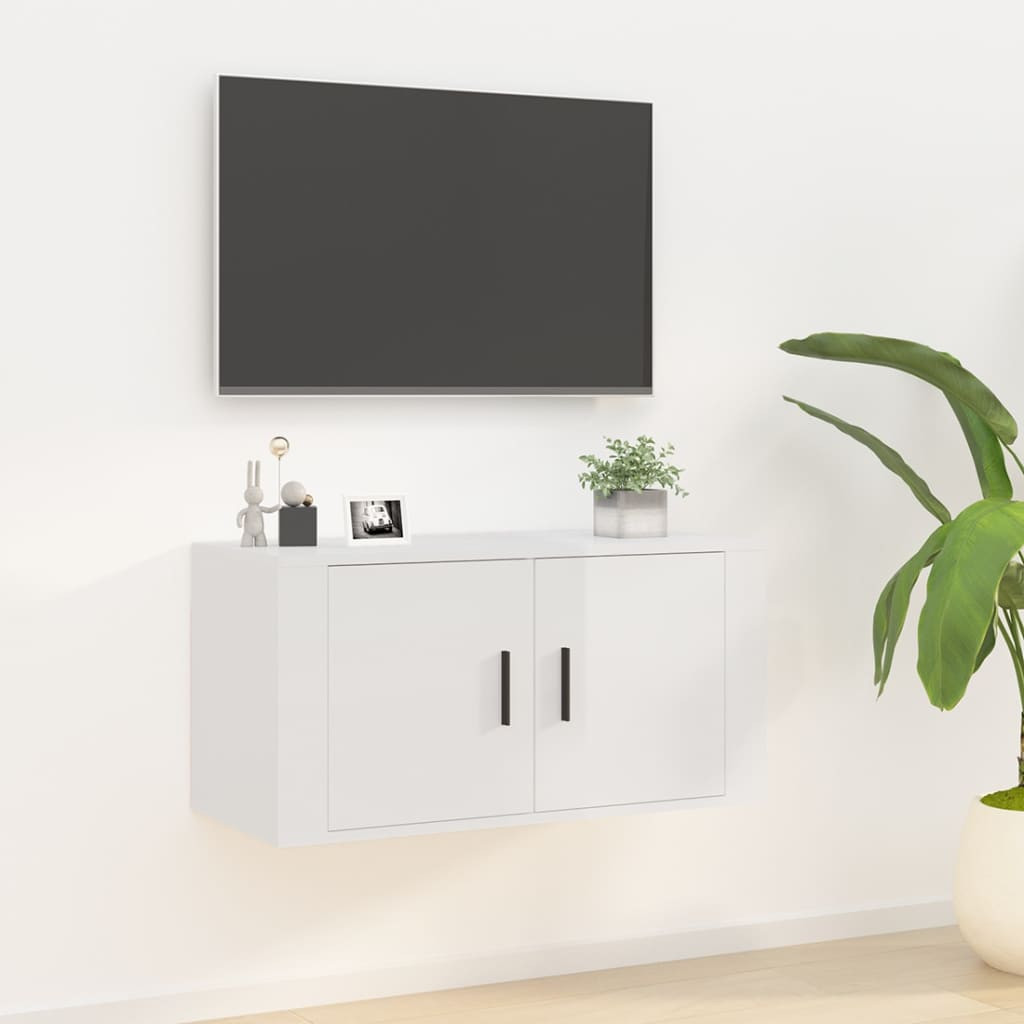 vidaXL TV-Wandschrank Hochglanz-Weiß 80x34,5x40 cm