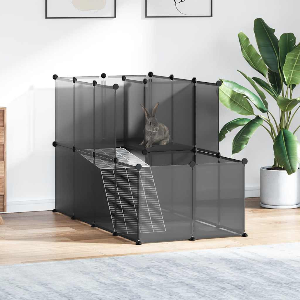 vidaXL Kleintierkäfig Schwarz 142x74x93 cm PP und Stahl