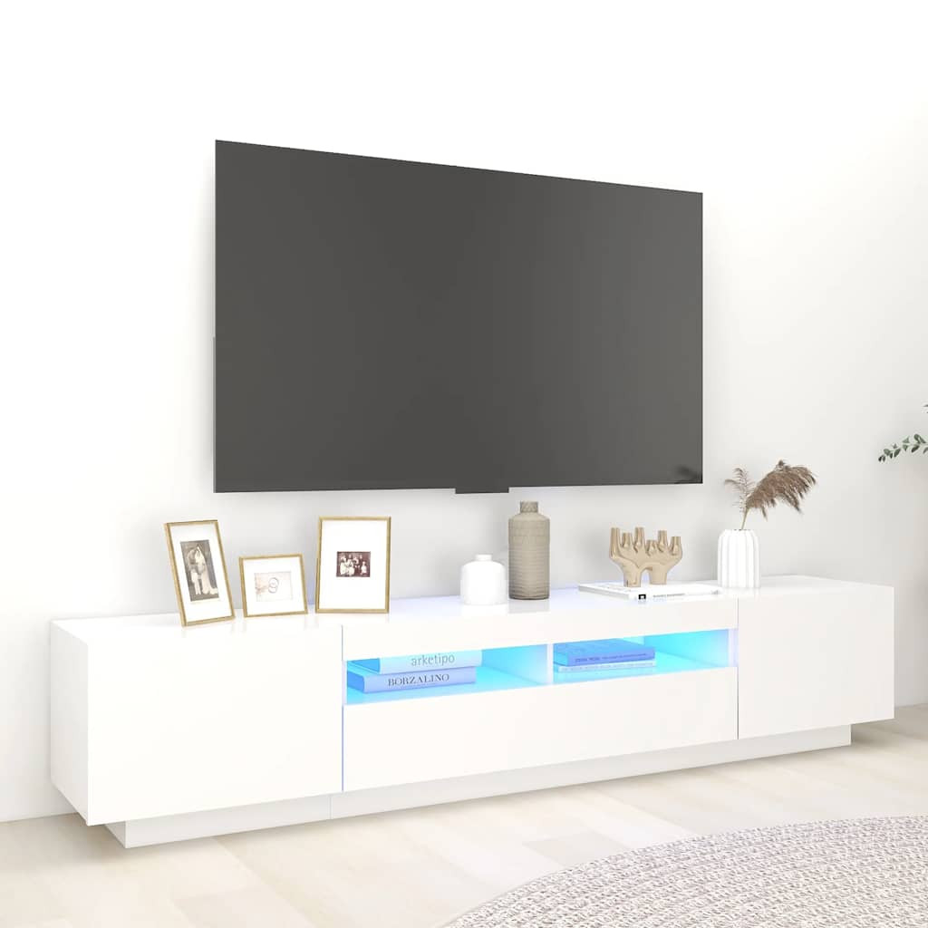 vidaXL TV-Schrank mit LED-Leuchten Weiß 200x35x40 cm