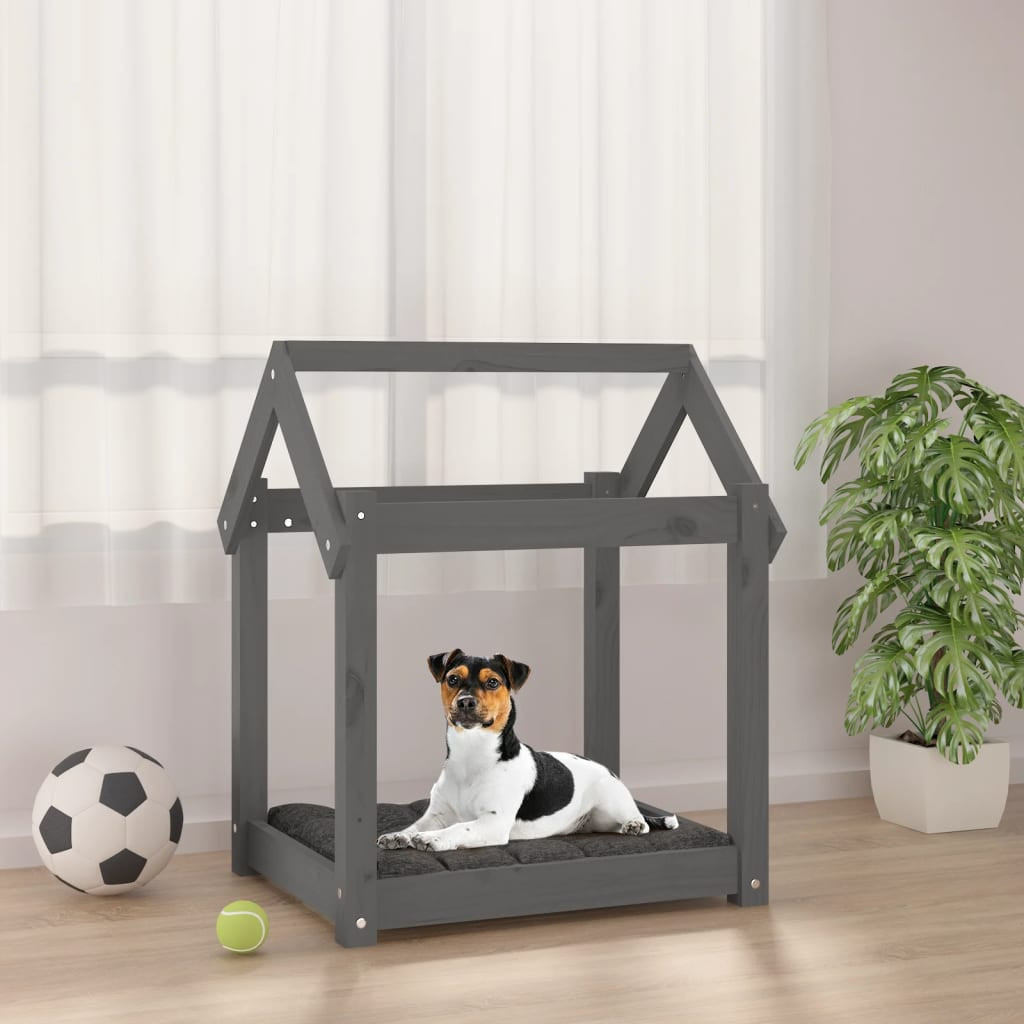 vidaXL Hundebett Grau 61x50x70 cm Massivholz Kiefer