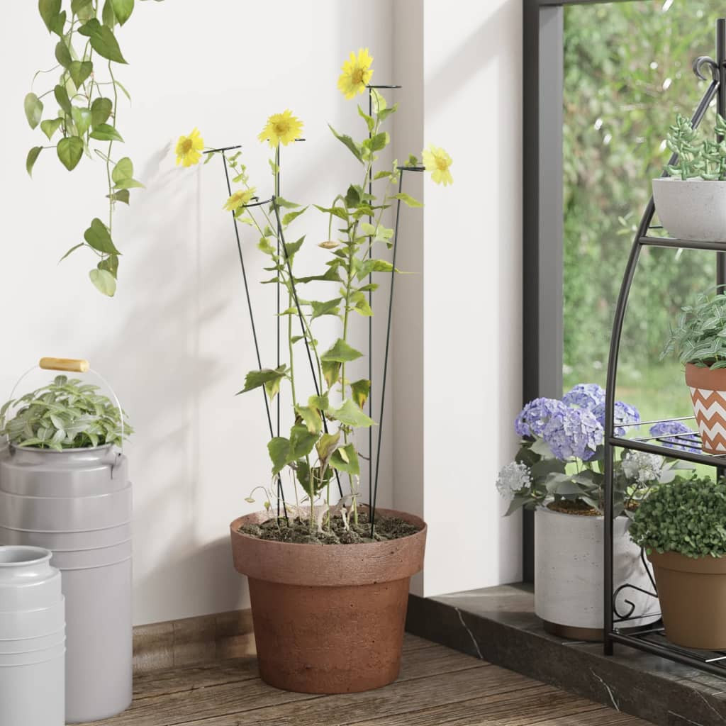 vidaXL Pflanzenstützen 20 Stk. Dunkelgrün 91 cm Stahl