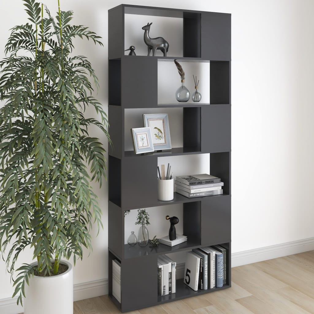 vidaXL Bücherregal Raumteiler Grau 80x24x186 cm Holzwerkstoff