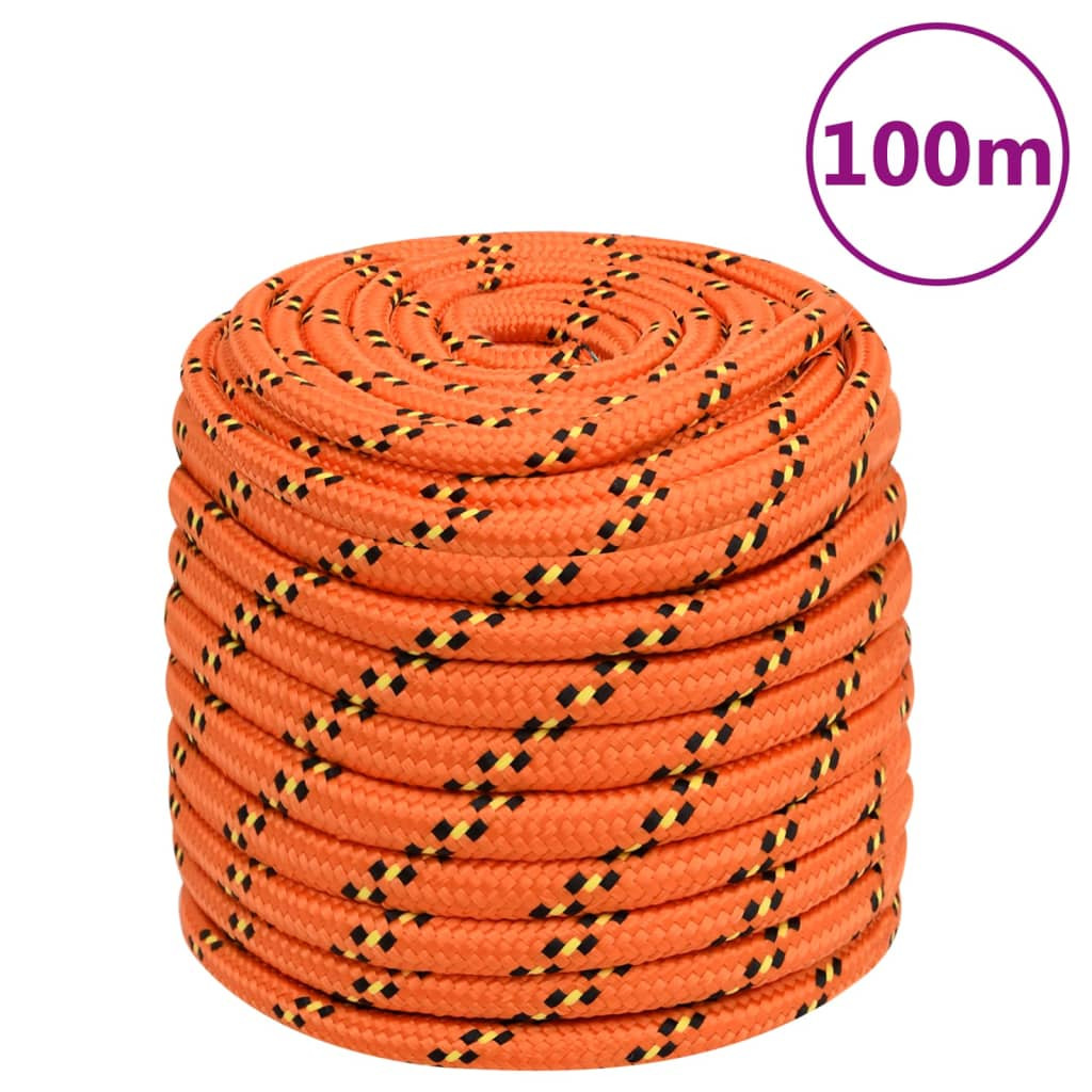 vidaXL Bootsseil Orange 16 mm 100 m Polypropylen