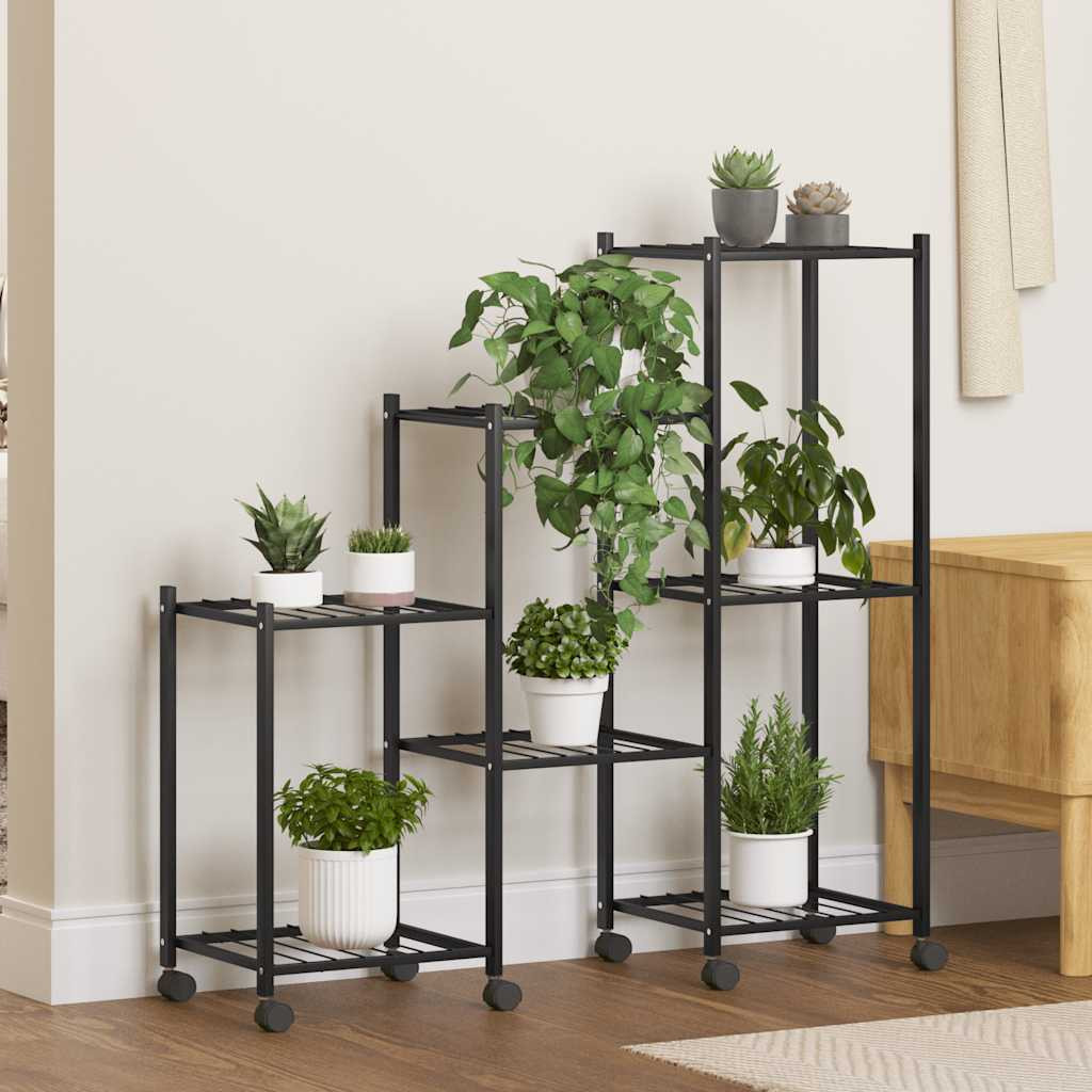 vidaXL Blumenständer mit Rollen 83x25x83,5 cm Schwarz Eisen