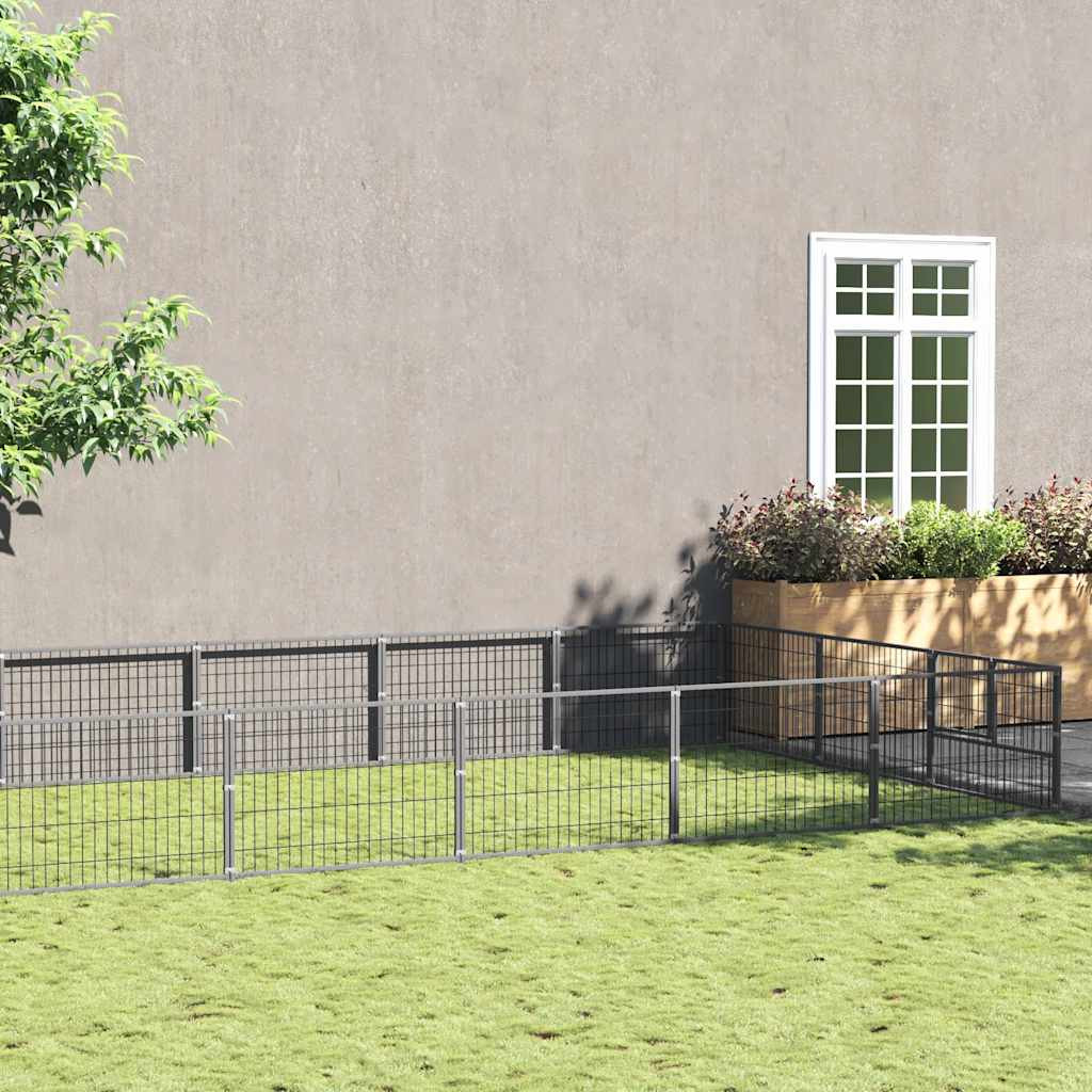 vidaXL Hundezwinger Silbern 21 m² Stahl