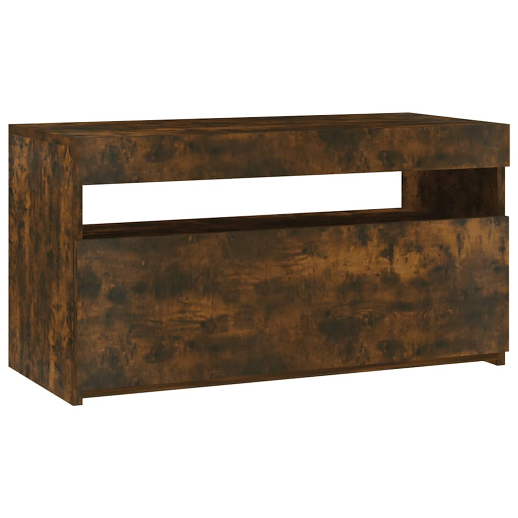 vidaXL TV-Schrank mit LED-Leuchten Räuchereiche 75x35x40 cm