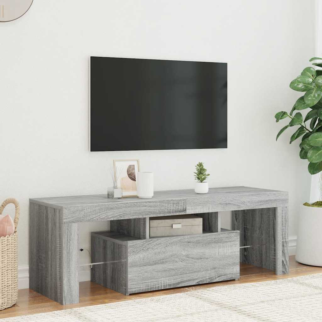 vidaXL TV-Schrank mit LED-Leuchten Grau Sonoma 120x35x40 cm