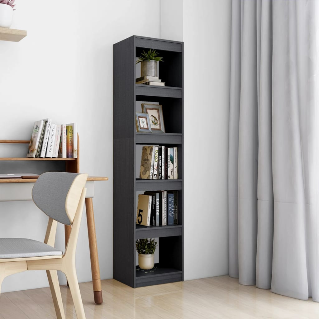 vidaXL Bücherregal/Raumteiler Grau 40x30x167,5 cm Massivholz Kiefer