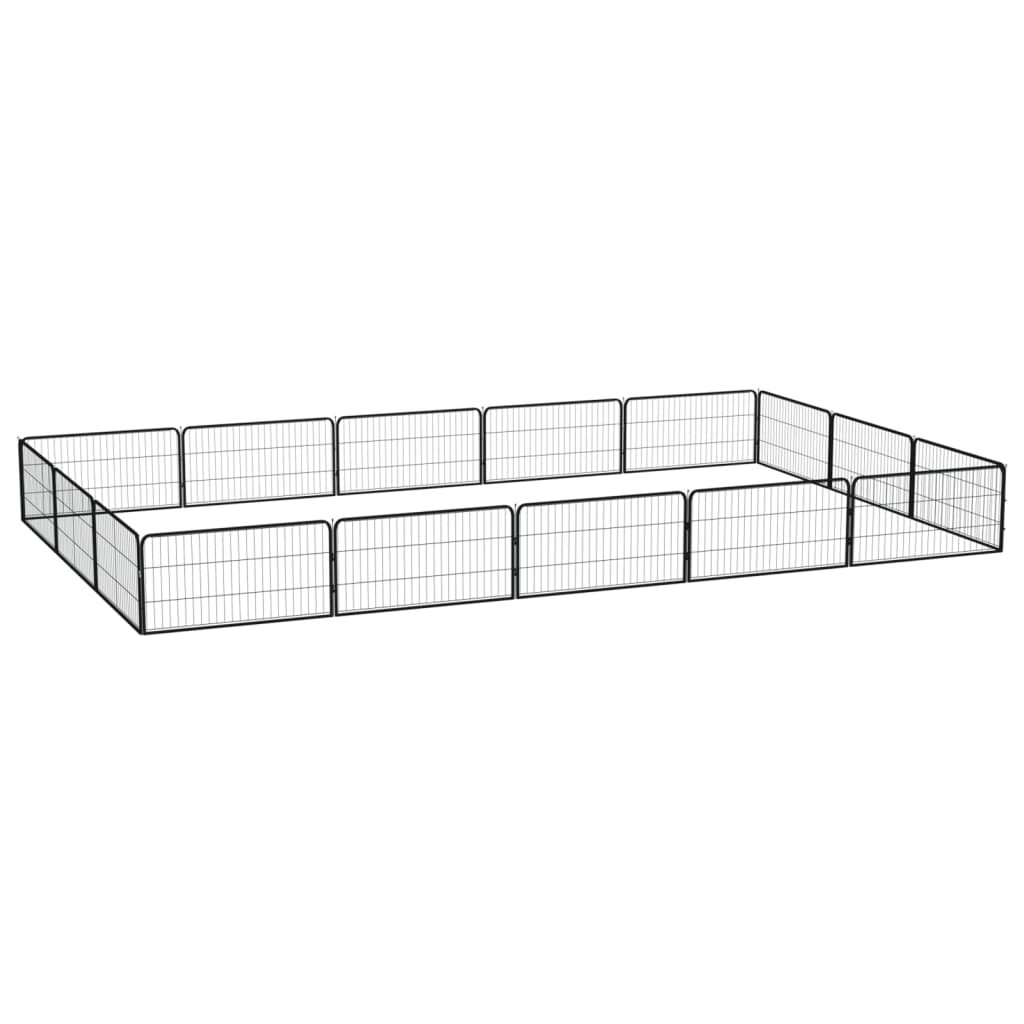 vidaXL 16-tlg. Hundelaufstall Schwarz 100x50cm Stahl Pulverbeschichtet