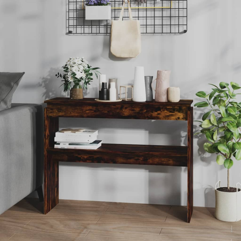 vidaXL Konsolentisch Räuchereiche 102x30x80 cm Holzwerkstoff