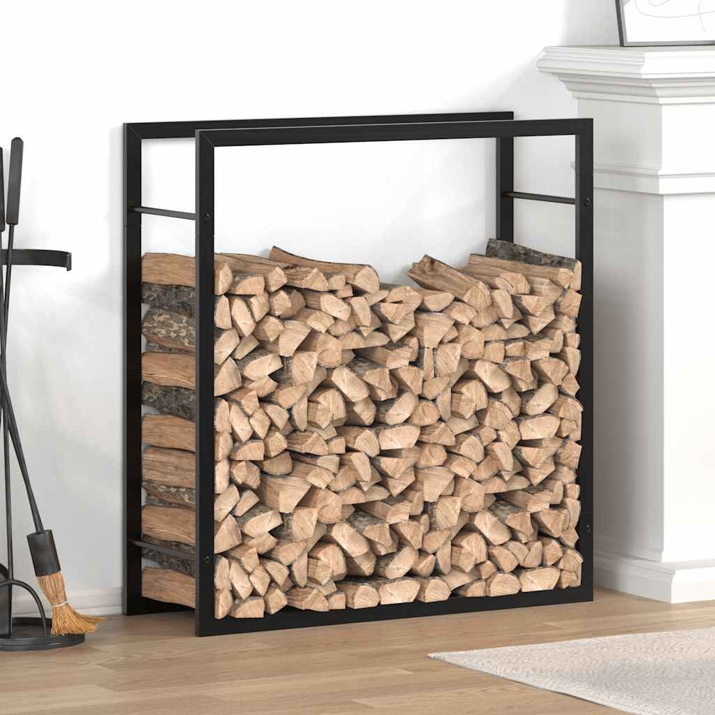 vidaXL Brennholzregal Mattschwarz 80x28x86 cm Stahl