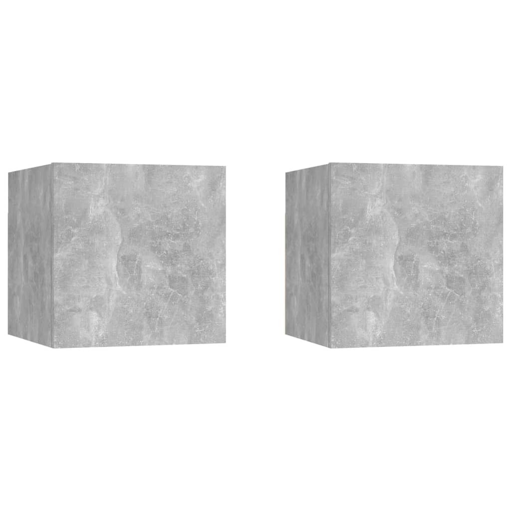 vidaXL Nachttische 2 Stk. Betongrau 30,5x30x30 cm Holzwerkstoff