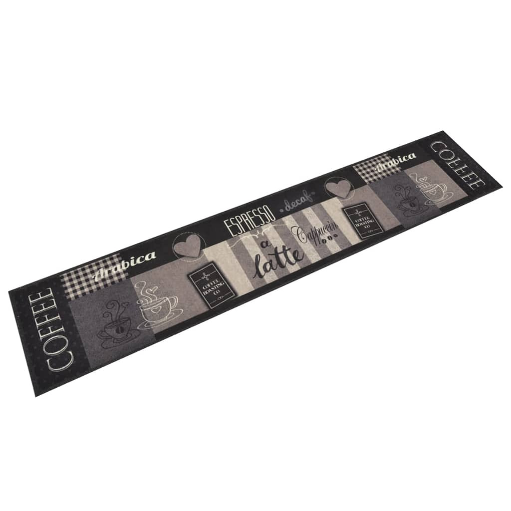 vidaXL Küchenteppich Waschbar Coffee Schwarz 60x300 cm Samt