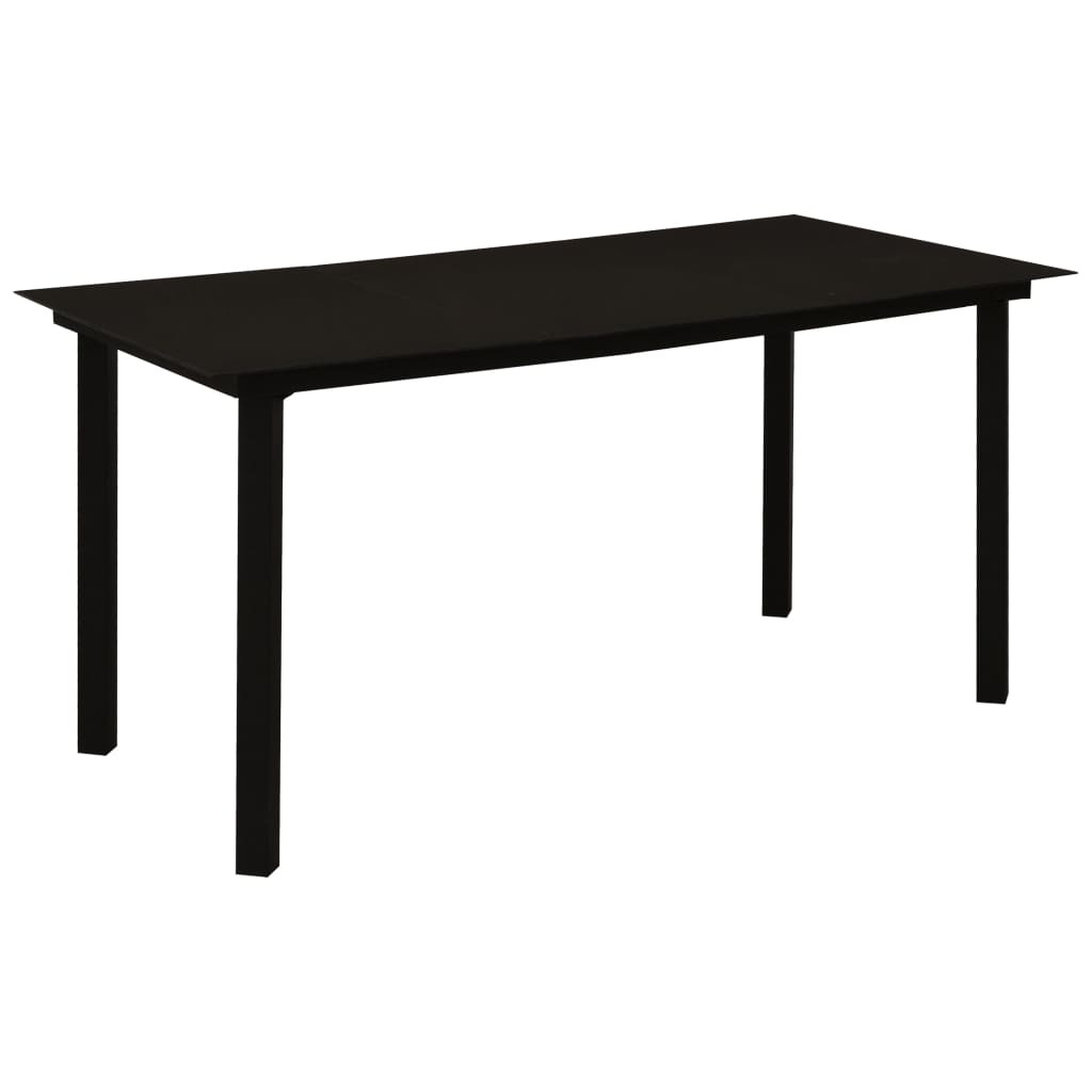 vidaXL Garten-Esstisch Schwarz 150x80x74 cm Stahl und Glas
