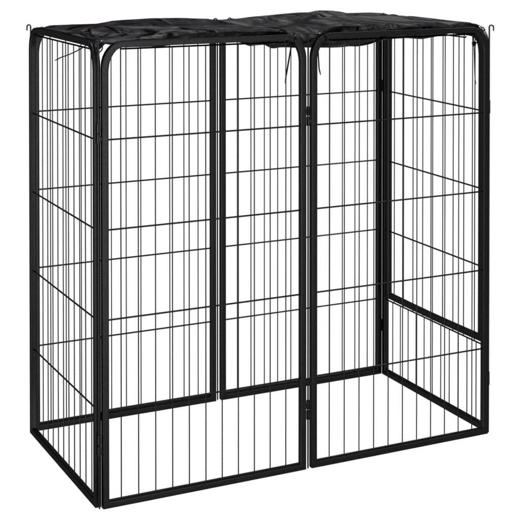 vidaXL 6-tlg. Hundelaufstall Schwarz 50x100cm Stahl Pulverbeschichtung