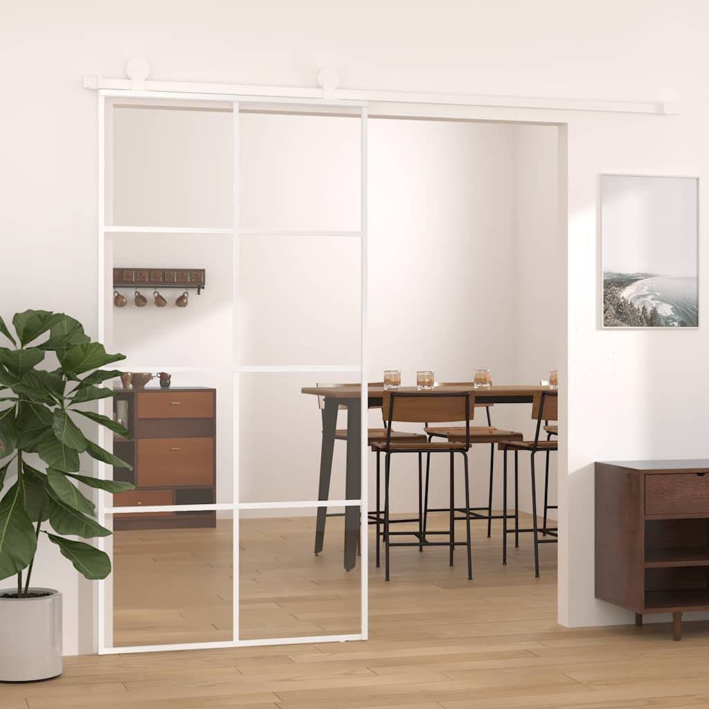 vidaXL Schiebetür ESG Glas und Aluminium 102,5x205 cm Weiß