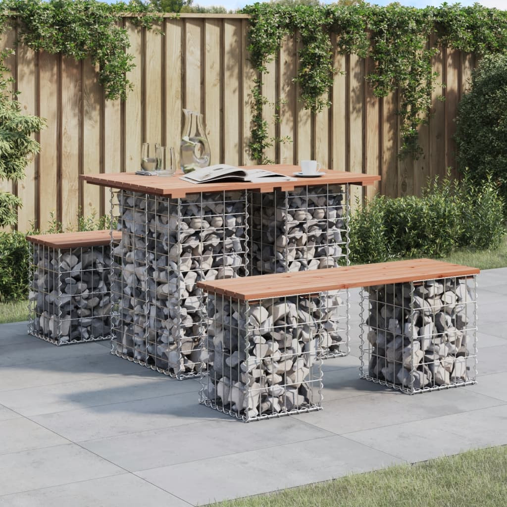 vidaXL Gartentisch aus Gabionen 100x70x72 cm Massivholz Douglasie