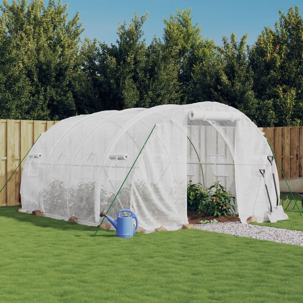 vidaXL Gewächshaus mit Stahlrahmen Weiß 12 m² 4x3x2 m
