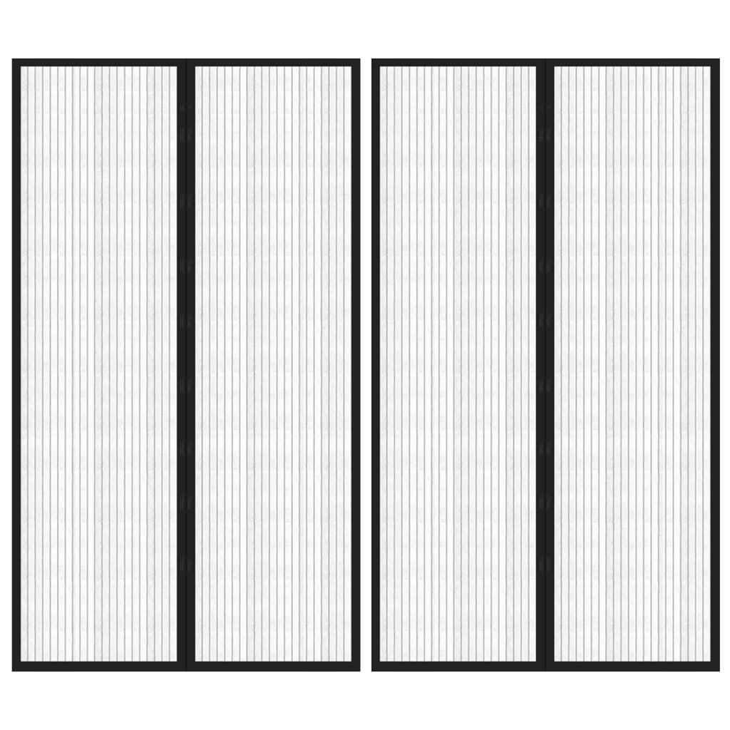 vidaXL Fliegengitter-Türvorhänge 2 Stk. Magnet Schwarz 200x80 cm