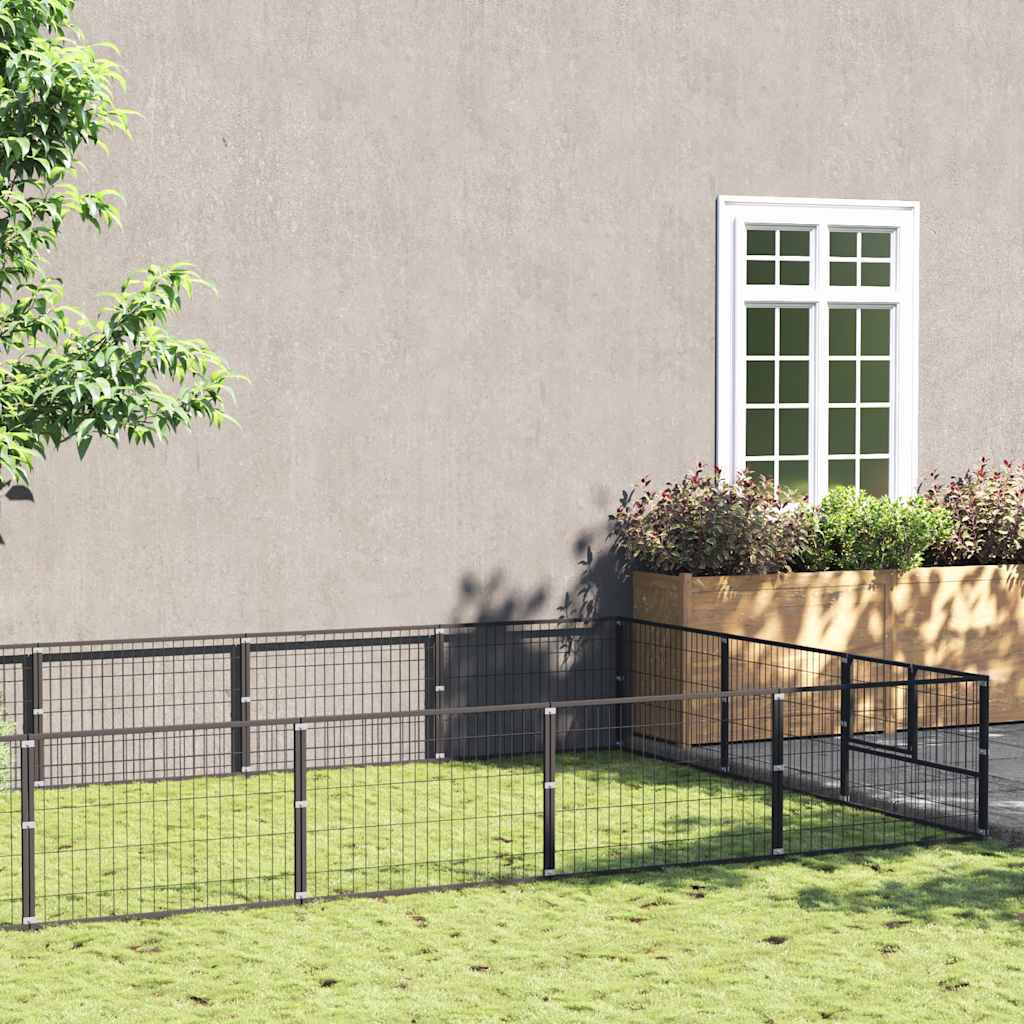 vidaXL Hundezwinger Schwarz 18 m² Stahl