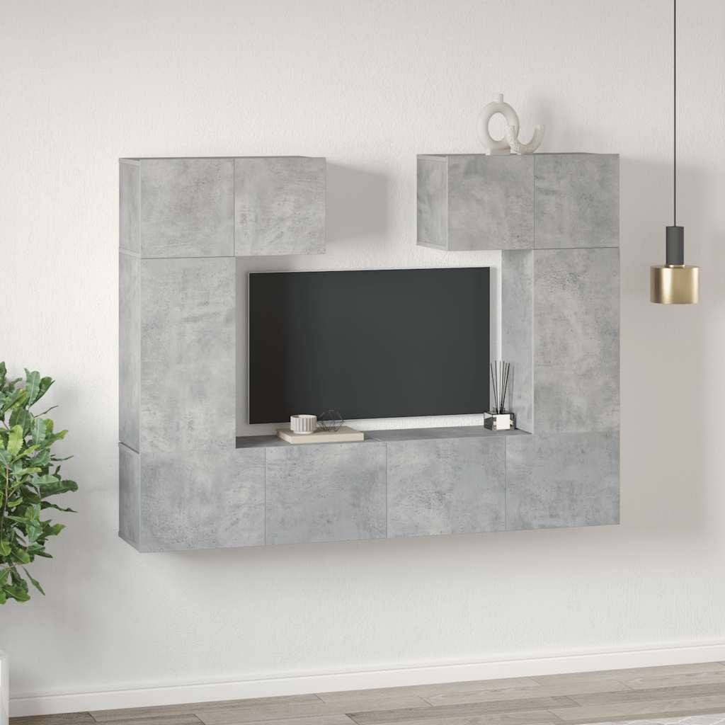 vidaXL 6-tlg. TV-Schrank-Set Betongrau Holzwerkstoff
