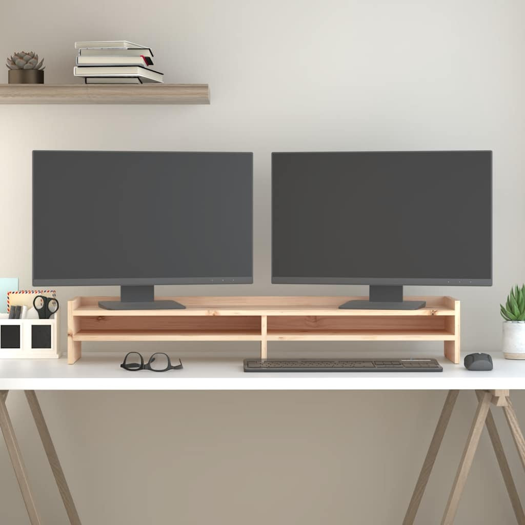 vidaXL Monitorständer 100x24x16 cm Massivholz Kiefer