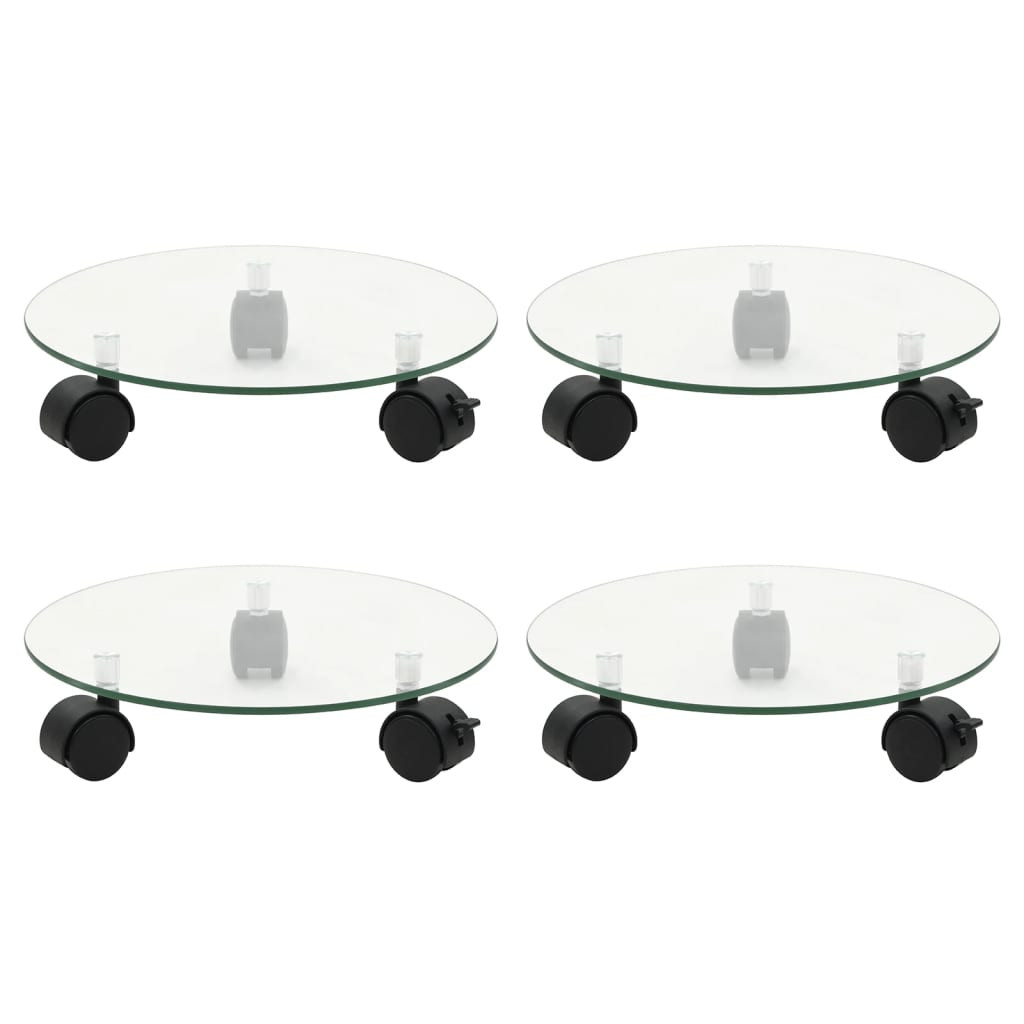 vidaXL Pflanzenroller 4 Stk. 28 cm Hartglas Rund