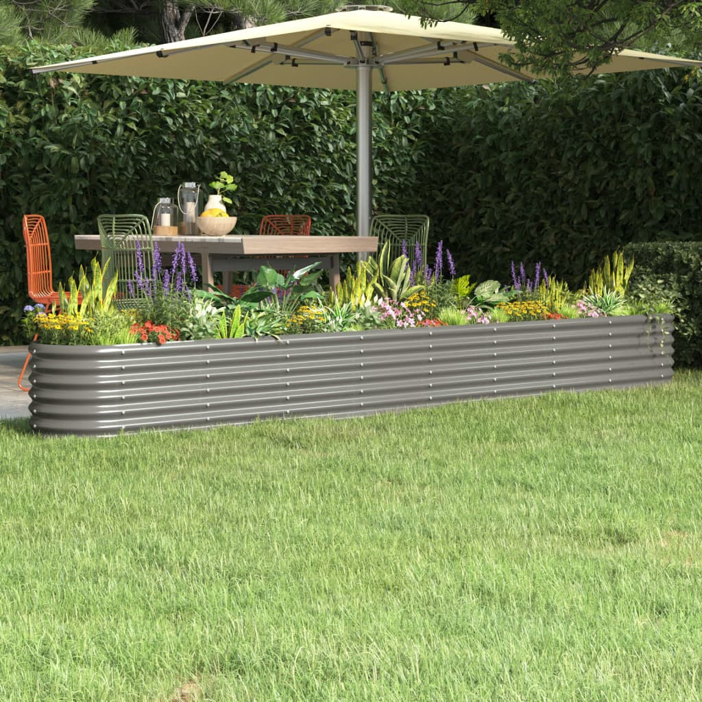 vidaXL Hochbeet Verzinkter Stahl 332x40x36 cm Grau