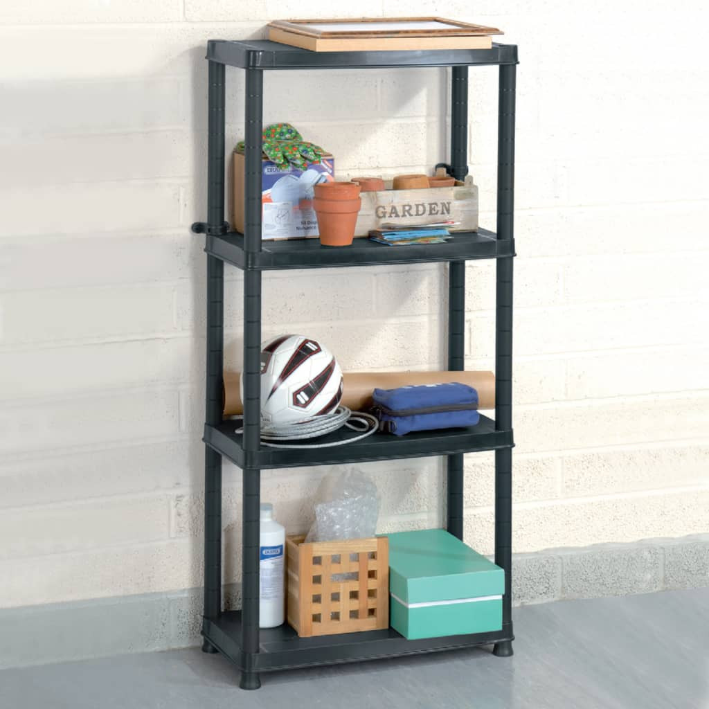vidaXL Lagerregal 4-Tier Schwarz 61x30,5x130 cm Kunststoff